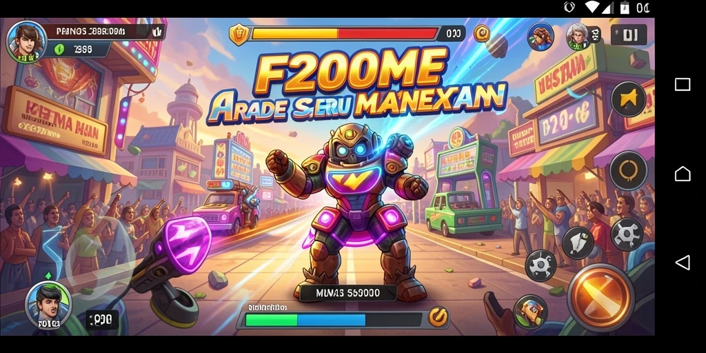 Screenshot F200M menampilkan gameplay Arcade yang seru dan menantang.