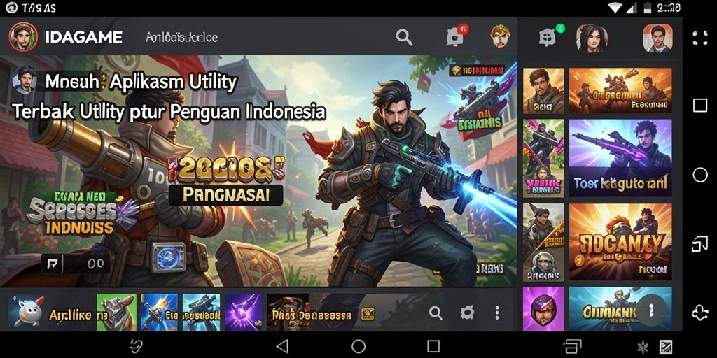 Tampilan utama IDAGAME dengan fitur utility yang berbeda.