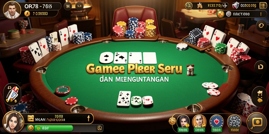 Screenshot gameplay seru ORA78 dengan pemain berkompetisi di meja Poker.
