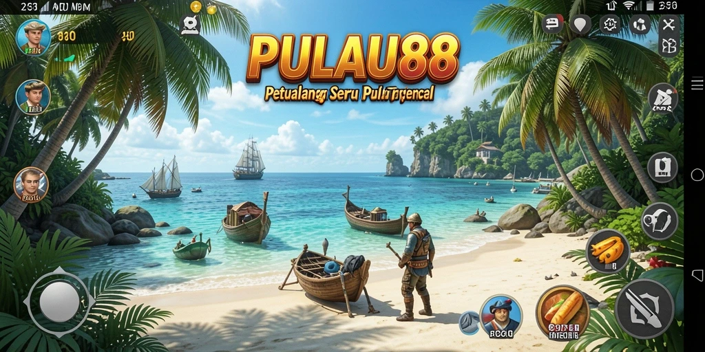 Tampilan seru gameplay PULAU88 saat bertarung di pulau.