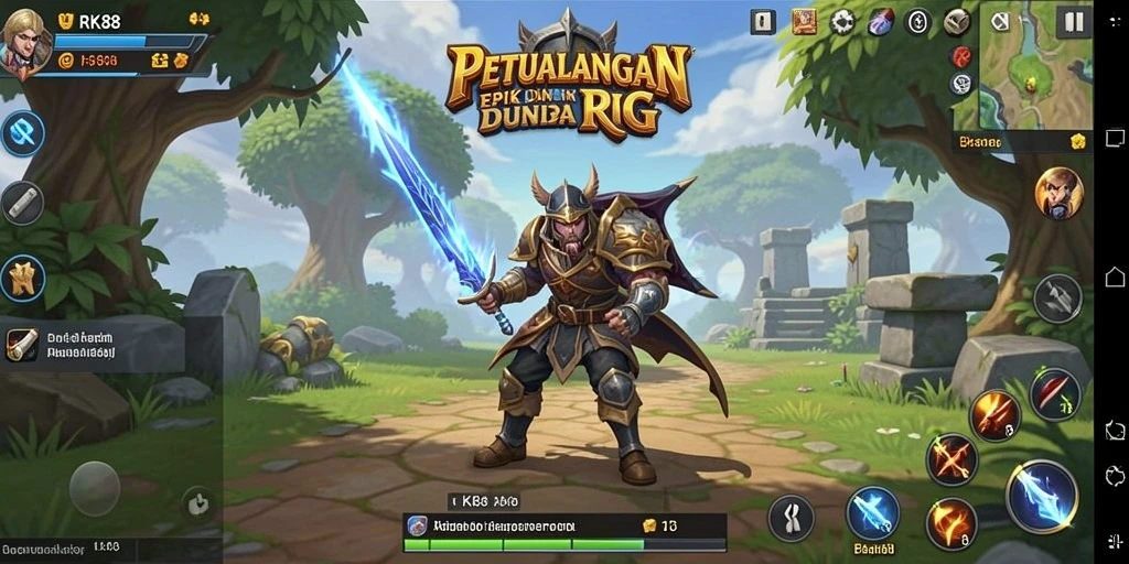 Tampilan permainan epik dari RK88 yang menampilkan aksi RPG yang mendebarkan.