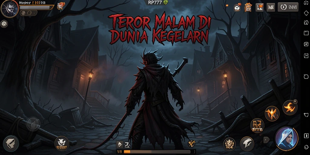 Screenshot gameplay RP777 menampilkan momen menakutkan di rumah angker.