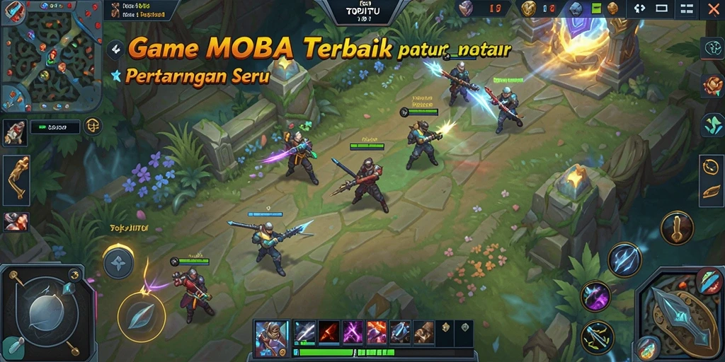 Tampilan seru dalam gameplay MOBA TOPJITU yang penuh aksi.