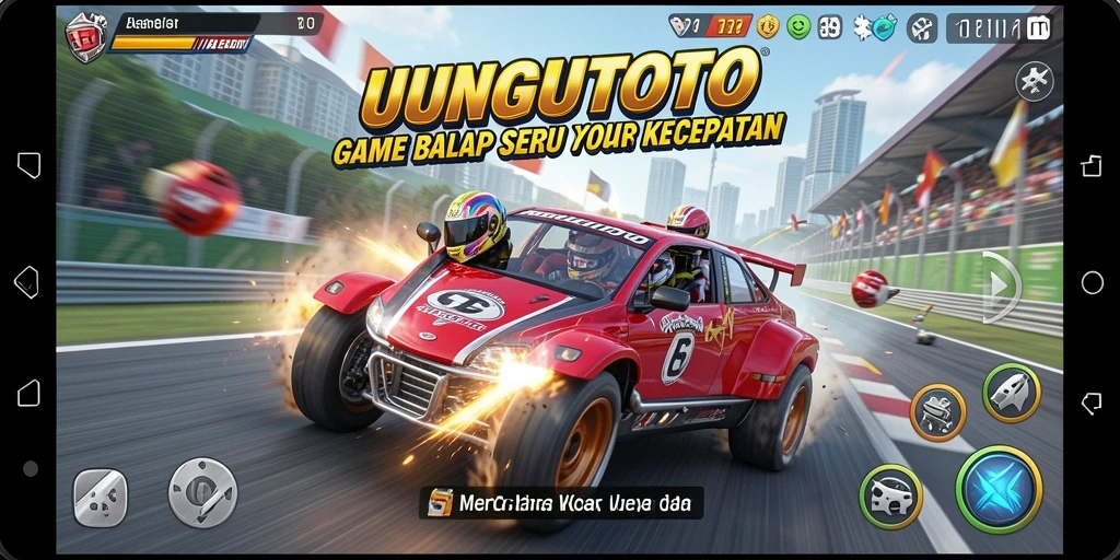 Tampilan gameplay seru di UNGUTOTO dengan berbagai mobil balap.